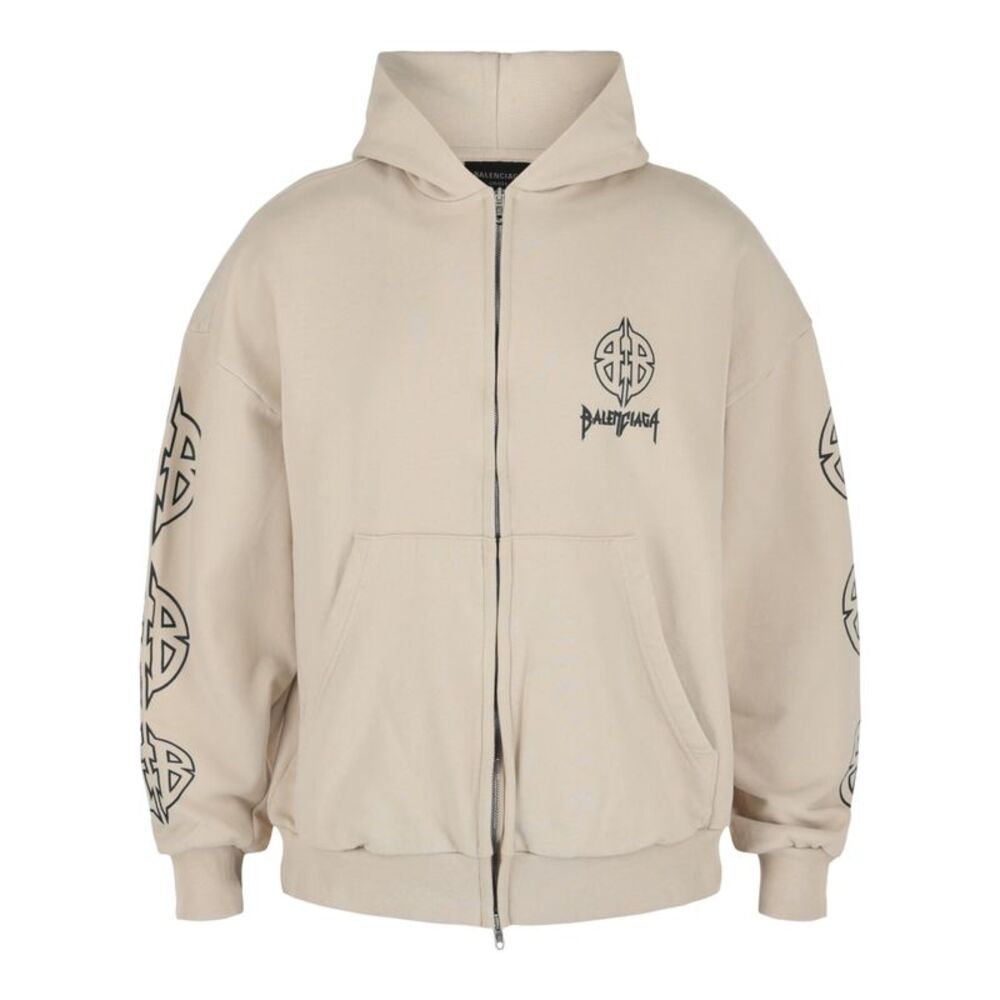 Balenciaga Metal BB Stencil Zip-Up Hoodie Multi Mens